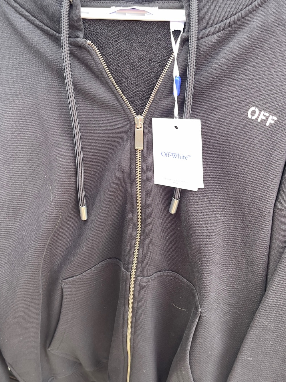 Off-White Black Full-Zip Hoodie with Chest 'OFF' Logo